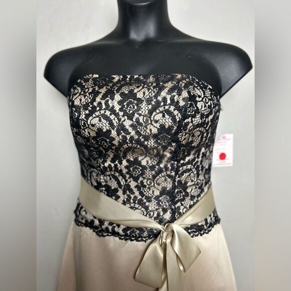 Impression Bridal Elegant Lace and Satin Dress Gold/Black Size 12 - Picture 5 of 10